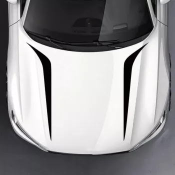 Set 2 stickere autoadezive Tuning model Hood Stripes V2 dimensiune 100 x 26 cm culoare Neagra 