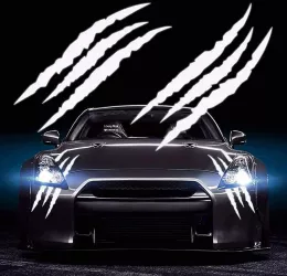 Set 2 stickere autoadezive Tuning model Monster Scratches dimensiune 37 x 9 cm culoare Alba 