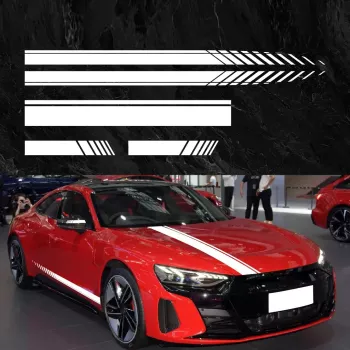 Set 5 stickere autoadezive Tuning model Racing Stripes V1 dimensiune 190 cm culoare Alba 
