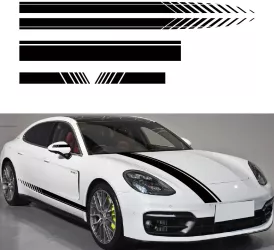 Set 5 stickere autoadezive Tuning model Racing Stripes V1 dimensiune 190 cm culoare Neagra 