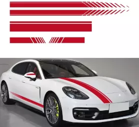 Set 5 stickere autoadezive Tuning model Racing Stripes V1 dimensiune 190 cm culoare Rosie 