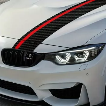 Sticker autoadeziv Tuning model Rally Stripe Carbon 3D dimensiune 140 x 17 cm culoare Negru/Rosu 