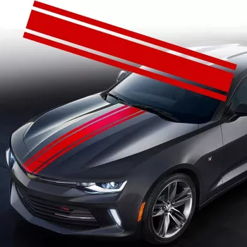 Sticker autoadeziv Tuning model Triple Stripes dimensiune 125 x 22 cm culoare Rosie 
