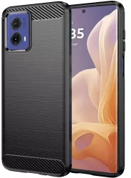 Husa pentru Motorola Moto G85 - Techsuit Carbon Silicone - Black 