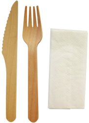 Set tacamuri lemn biodegradabile furculita/cutit/servetel 