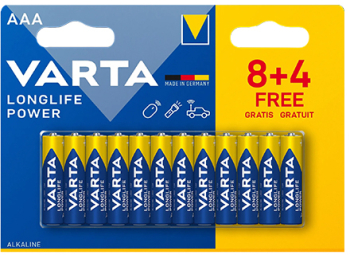 Baterie alcalină Varta Longlife Power mărime LR03 8 + 4 bucăți
