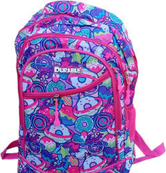 Ghiozdan scolar 4 compartimente 2 buzunare laterale fete Roz multicolor 45x30x13 cm