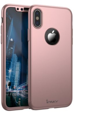 Husa de protectie pentru Apple iPhone X iPaky Pro Rose-Gold Original Case acoperire completa 360 grade cu folie de protectie gratis 