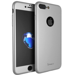 Husa FullBody MyStyle IPAKY Originala Silver pentru Apple iPhone 8 Plus acoperire completa 360 grade cu folie de protectie gratis 