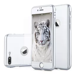 Husa telefon Iphone 8 Plus ofera protectie 360° Ultrasubtire + Folie Sticla Silver 