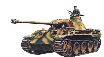 Kit de construit tanc Panzerkampfwagen V Panther SdKfz.171 Ausf.A cu 2 figurine / Lungime 25.6 cm / Scara 1 35 / 14+ 