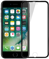 Set 2 folii de sticla 3D securizata cu rama metalica MyStyle Black pentru Apple iPhone 8 protectie completa margini curbate 