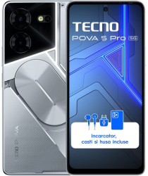 Smartphone Tecno Pova 5 Pro 256GB 8GB RAM Dual SIM 5G Tri-Camera Silver Fantasy 