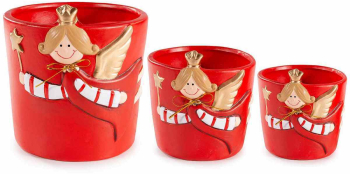 Set 3 ghivece Inger ceramica 13.5x14.5 cm 10x10.5 cm 8x8.5 cm