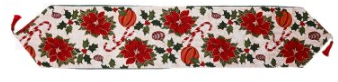 Decoratiune pentru Masa Flippy Model cu Flori Tematica Craciun Rosu 