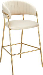 Scaun bar catifea bej crom auriu Dasmin 55x58x107 cm 