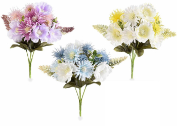 Set 3 buchete flori artificiale multicolore 28 cm 