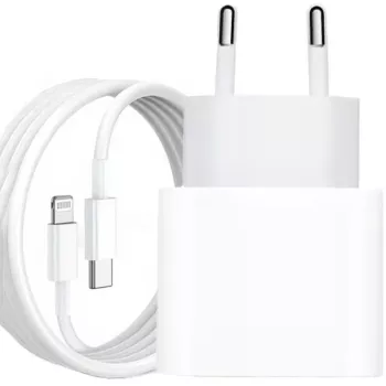 Set Incarcator Compatibil cu iPhone 14 Plus/14/13/12/11/Pro/Pro Max/iPad/ AirPods Cablu USB-C - tip Lightning 100 cm Adaptor Retea cu Inc 
