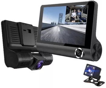 Camera auto DVR 3 obiective Full HD viziune nocturna 170&deg 108x78mm negru 