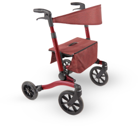 Rolator din aluminiu cu 4 roti ultrausor pliabil geanta cumparaturi rosu Vitility 