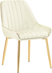 Scaun catifea bej crom auriu Perlia 56x62x89 cm 