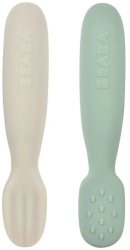 Set 2 linguri silicon Beaba Sage Green/Velvet Grey