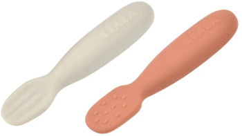 Set 2 linguri silicon Beaba Terracotta/Velvet Grey