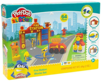 Set de joaca PLAY-DOH Blocks Constructie Statie Pompieri 64 piese 3 ani+ Multicolor 