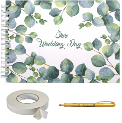 Album foto / Guestbook / Caiet marturii pentru nunta format A4 landscape pix inclus green 25 pagini plastifiat 