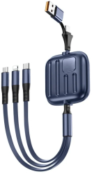 Cablu incarcare rapida 5 in 1 Retractabil iUni B23 100W Fast Charge 120cm USB-A/USB-C la Micro-USB Lightning Type-C iPhone Samsung 