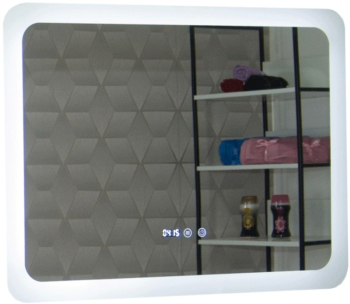 Oglinda baie GNMD21 cu iluminare LED functie dezaburire ceas si termometru 80 cm suspendata alb