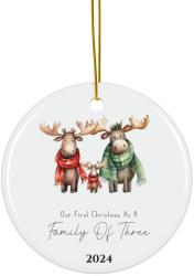 Ornament Acrilic Primul Craciun in 3 pentru Craciun 2024 decoratiune de pus in brad alb Family 