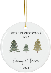 Ornament Acrilic Primul Craciun in Trei pentru Craciun decoratiune de pus in brad alb Family 