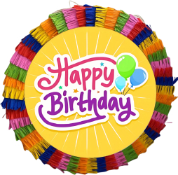 Pinata pentru petreceri 35 cm multicolora model Happy Birthday cu umplutura de jucarii pentru 15 copii 