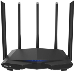 Router Tenda AC7 1200 Mgb/s Gaming si UHD streaming 5 antene 5G wireless puternic dual-band negru 