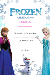 Set 10 invitatii tip formular pentru copii - Frozen Ana si Elsa Format A6 plic inclus 