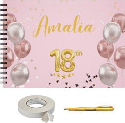 Set Album foto / GuestBook pentru aniversare sau majorat model 1 personalizabil A4 landscape pix si dubluadeziv inclus 3 piese 