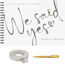 Set Album foto / GuestBook pentru nunta We Said Yes A4 landscape pix si dubluadeziv inclus 3 piese plastifiat 