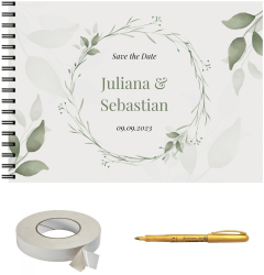 Set album foto pentru nunta GuestBook pix si dubluadeziv inclus plastifiat Format A4 floral 