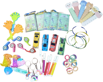 Umplutura Pinata jucarii si alte accesorii 10-12 copii diverse culori 60 mini jucarii 