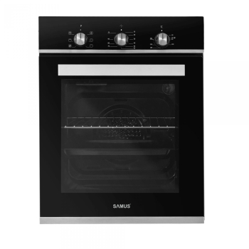 Cuptor incorporabil Samus SC457GTBV 43 L Latime 45 cm 1900 W 6 functii Ventilator Grill Clasa energetica A Timer mecanic Negru/Inox 