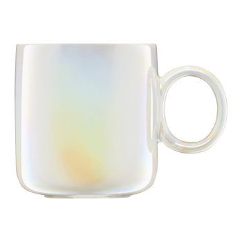 Cana portelan 360ml design metalic alb AMBITION Pearl 