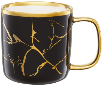 Cana portelan 370ml negru AMBITION Royal Marble 