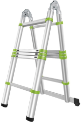 Scara Dubla Telescopica 160/320cm din Aluminiu Multifunctionala Inaltime Reglabila Pliabila cu Capacitate de Sustinere de 150Kg