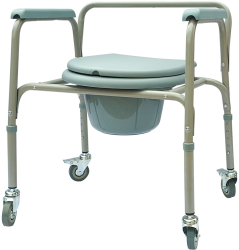 Scaun toaleta din aluminiu ajustabil argintiu cu roti Kaiyang 