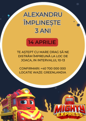 10 invitatii pentru Aniversare copii cu plic inclus tematica Mighty Express personalizabil 