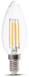 Bec led cu filament tip lumanare E14 Dimabil 4W 3000K 