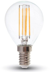 Bec led filament P45 E14 putere 6W 130Lm/W 2700K Alb cald 