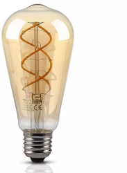 Bec led Vintage forma ST64 E27 putere 5W 2200K alb cald filament 