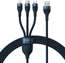 Cablu de Date 3in1 USB 100W 1.2m - Baseus Flash Series 2 CASS030003 - Blue 